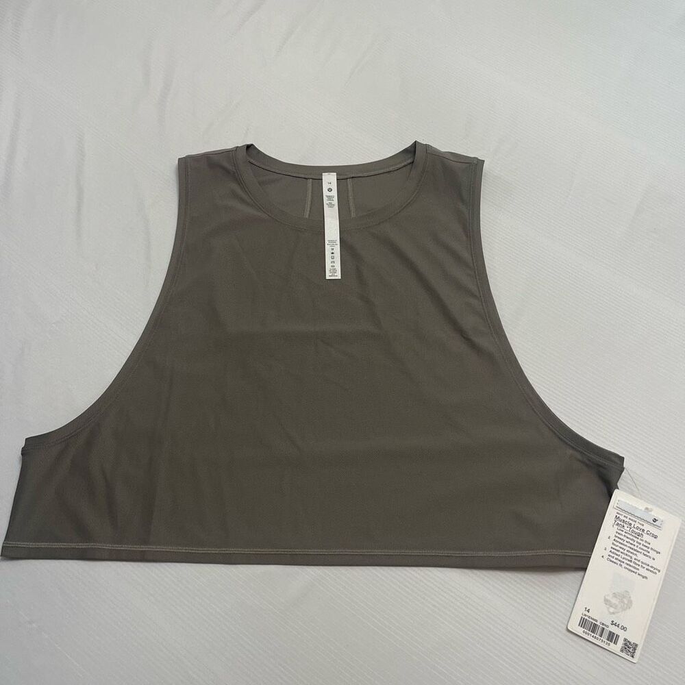 NWT Lululemon Muscle Love Crop Tank Tough Dark Olive Green Size 14 New